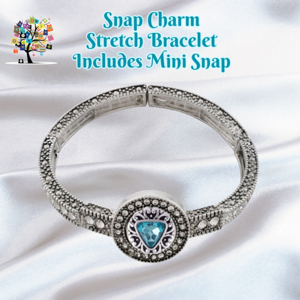 Snap Charm Stretch Bling Bracelet For Mini Petite Snap 12mm Includes Sna